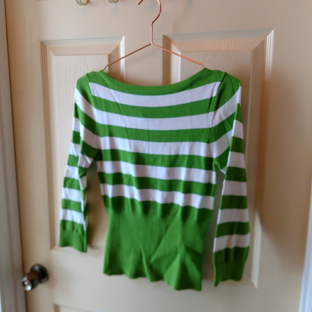 Green and white striped sweater by George sz XS